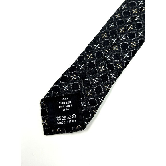 Valentino Men's Silk Tie Black Gray Geometric Floral Pattern  59.75" x‎  3.5" - Picture 5 of 6